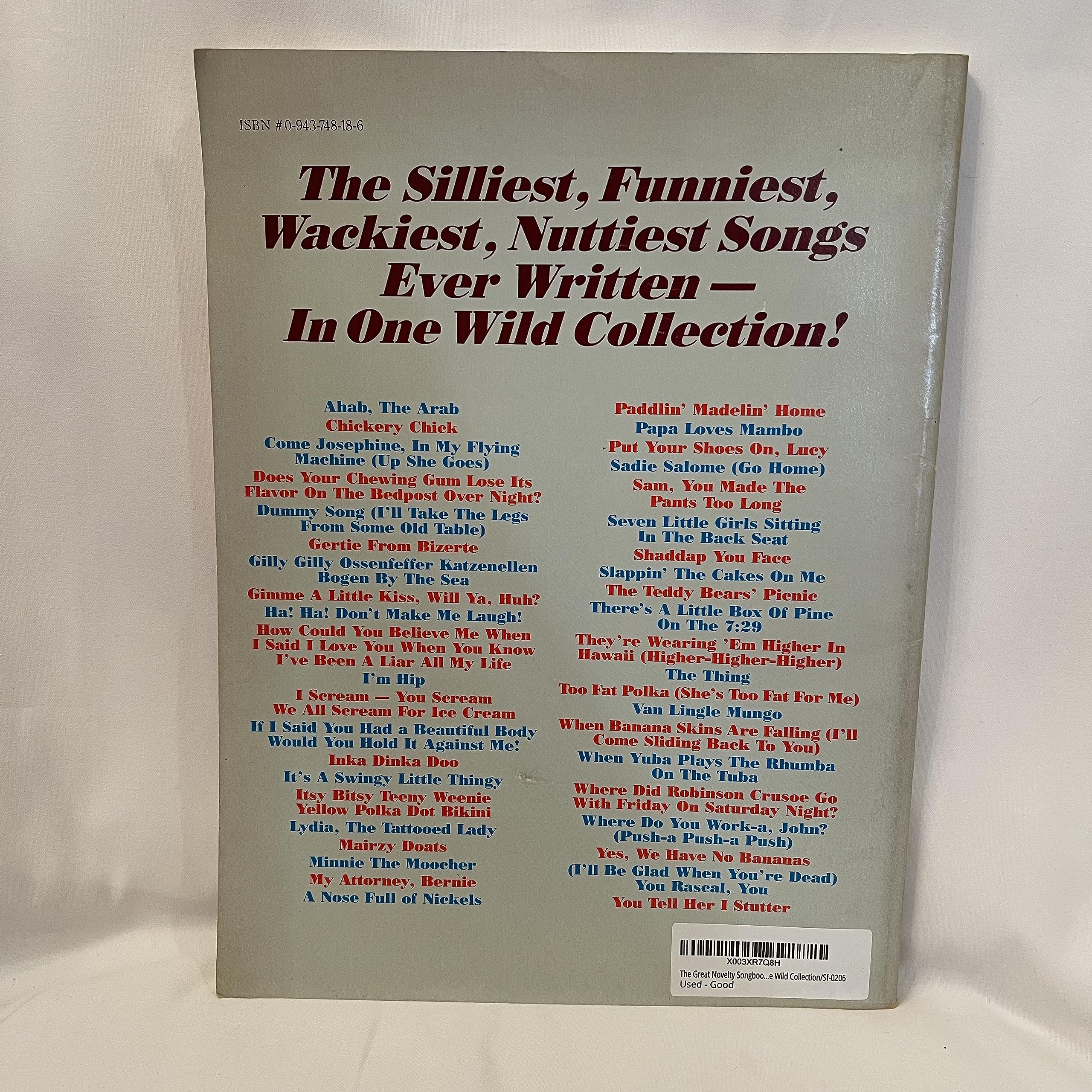 The Great Novelty Songbook: The Silliest, Funniest, Wackiest, Nuttiest Songs Ever Written in One Wild Collection/Sf-0206 used book depot