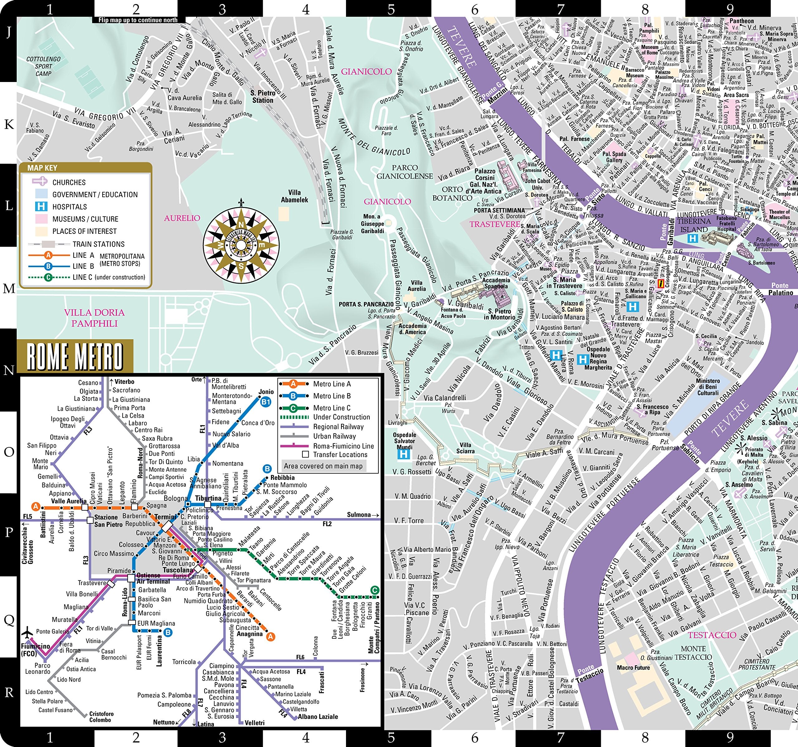 Streetwise Rome Map - Laminated City Center Street Map of Rome, Italy - Folding pocket size travel map with metro map, subway