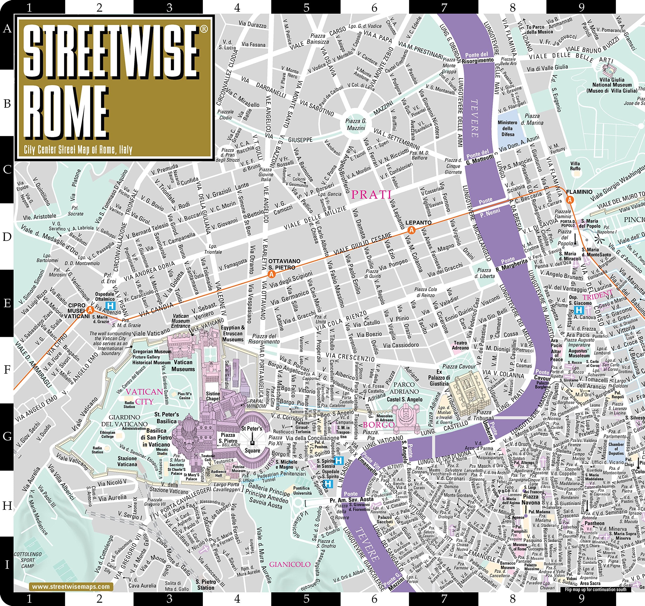 Streetwise Rome Map - Laminated City Center Street Map of Rome, Italy - Folding pocket size travel map with metro map, subway