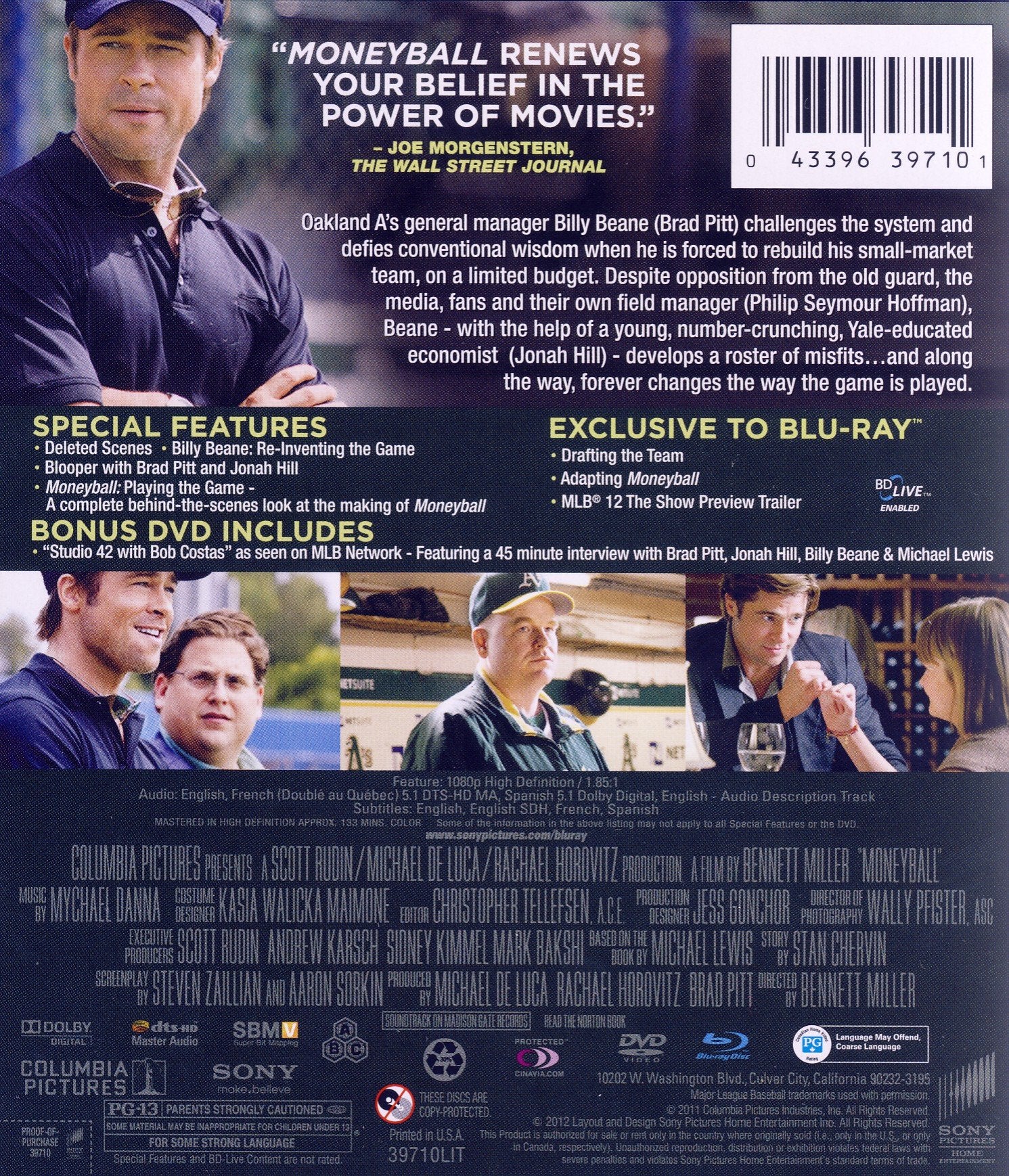 Moneyball (Three-Disc Blu-ray/DVD Combo Pack Including Bonus DVD) [Blu-ray]