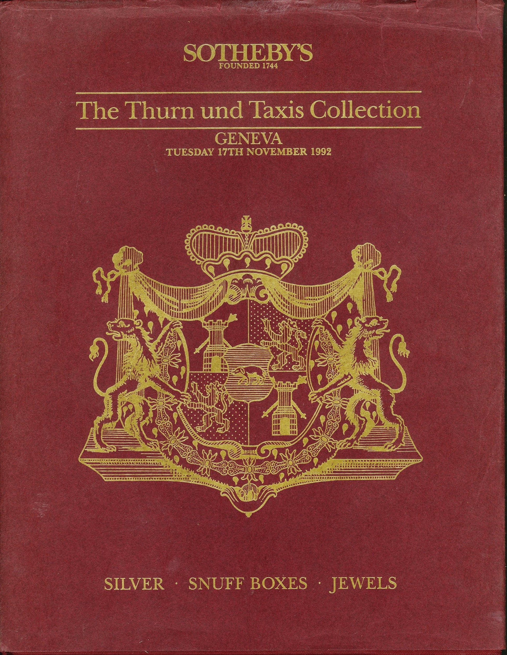 THE THURN UND TAXIS COLLECTION: Silver, Snuff Boxes, Jewels. used book depot