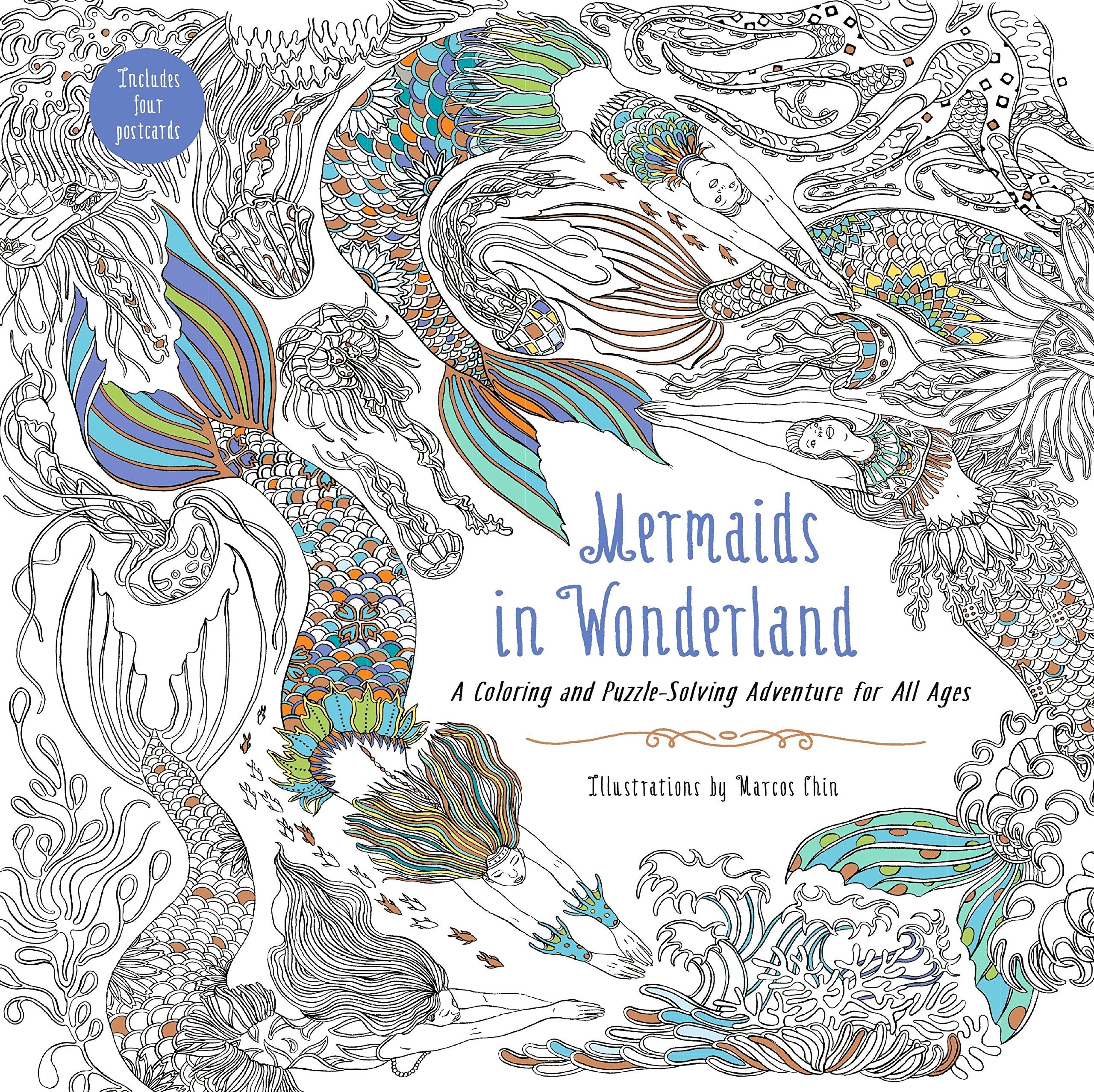 Mermaids in Wonderland: A Coloring and Puzzle-Solving Adventure for All Ages used book depot