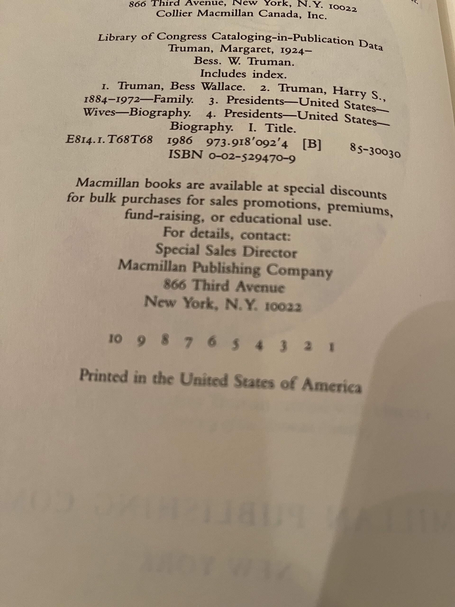 Bess W Truman used book depot