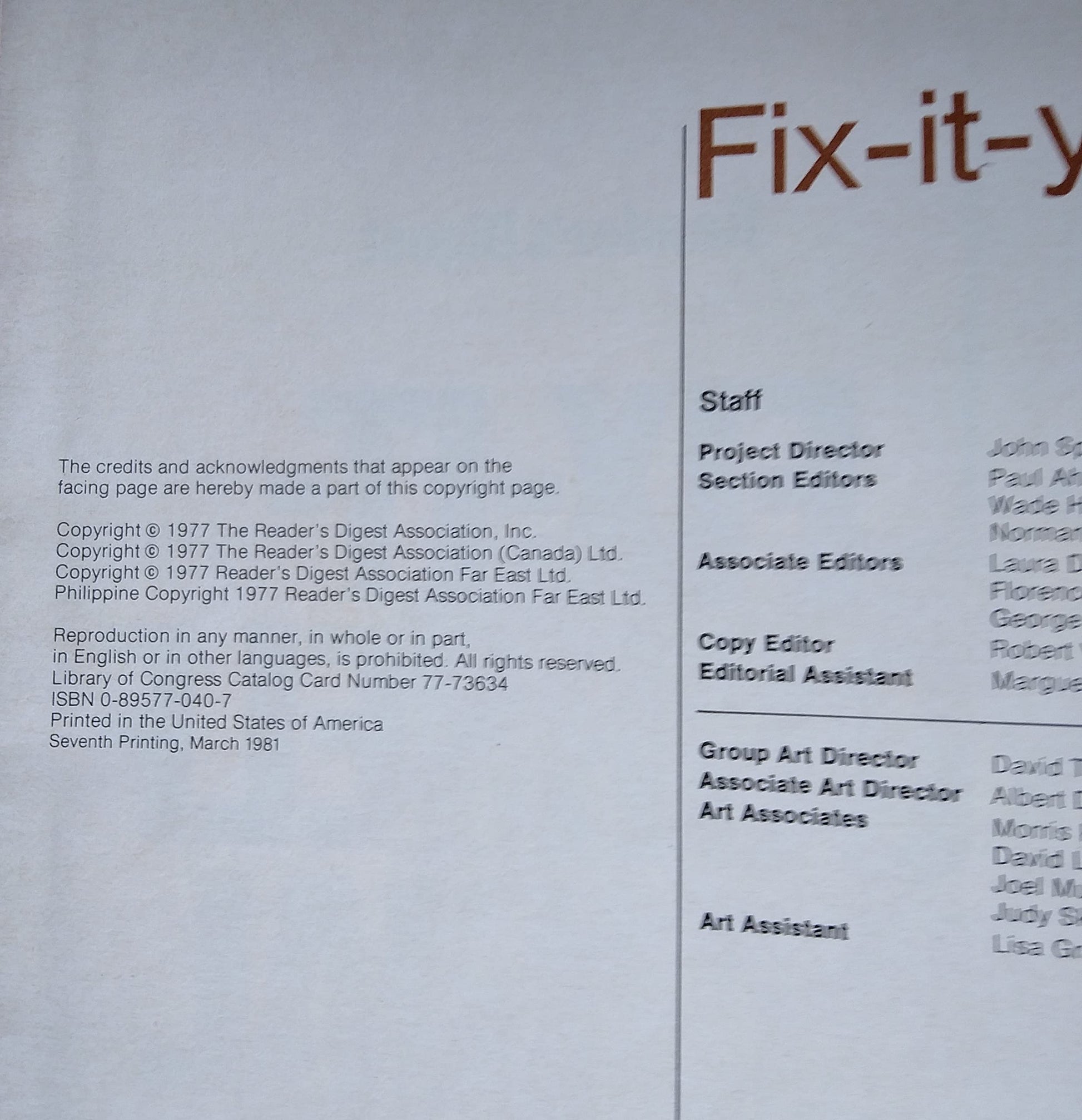 Fix It Yourself Manual used book depot