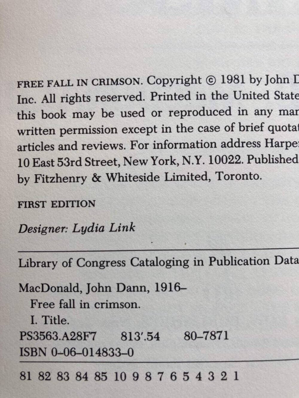 Free Fall in Crimson used book depot