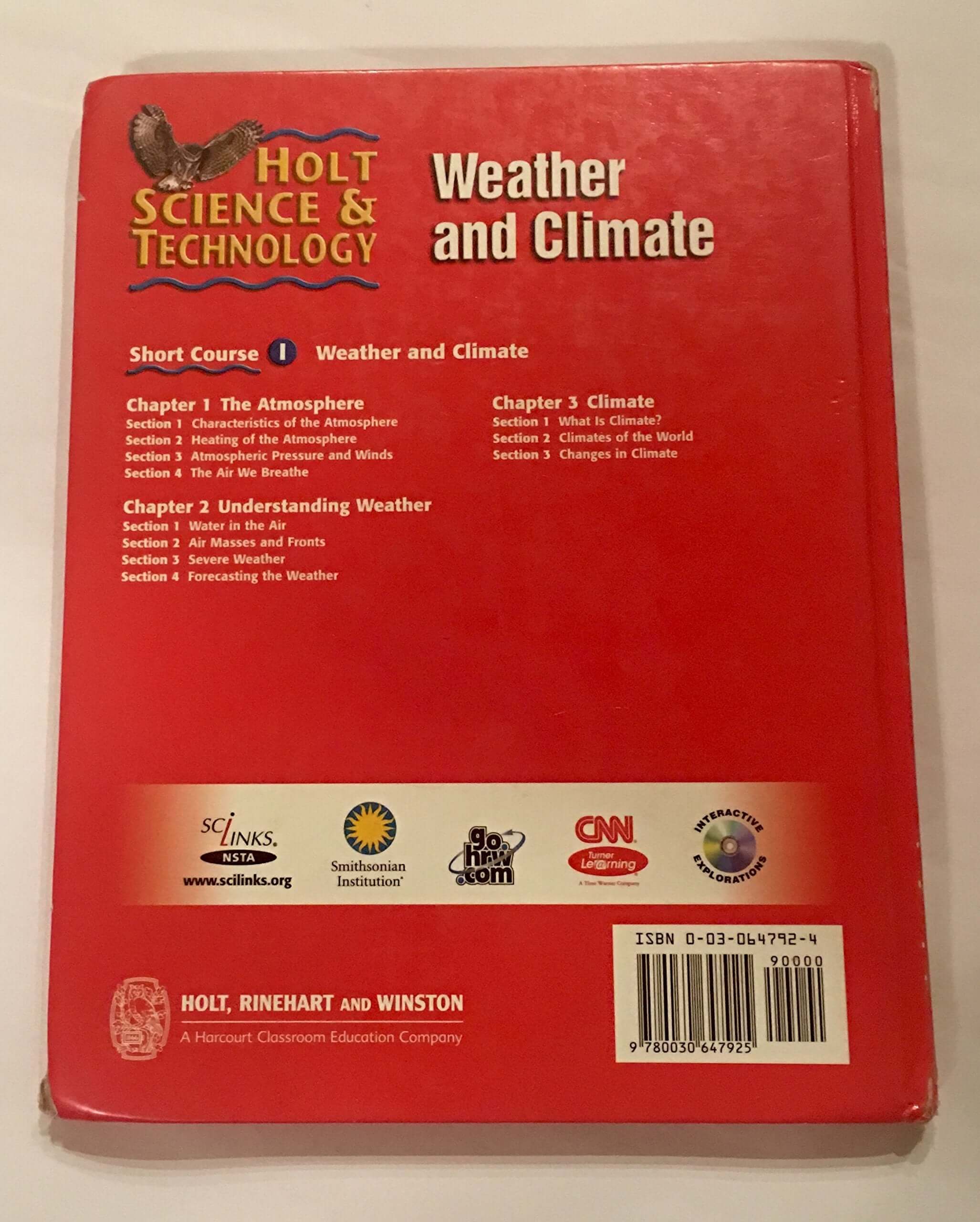 Weather and Climate (Holt Science & Technology, Short Course I) used book depot
