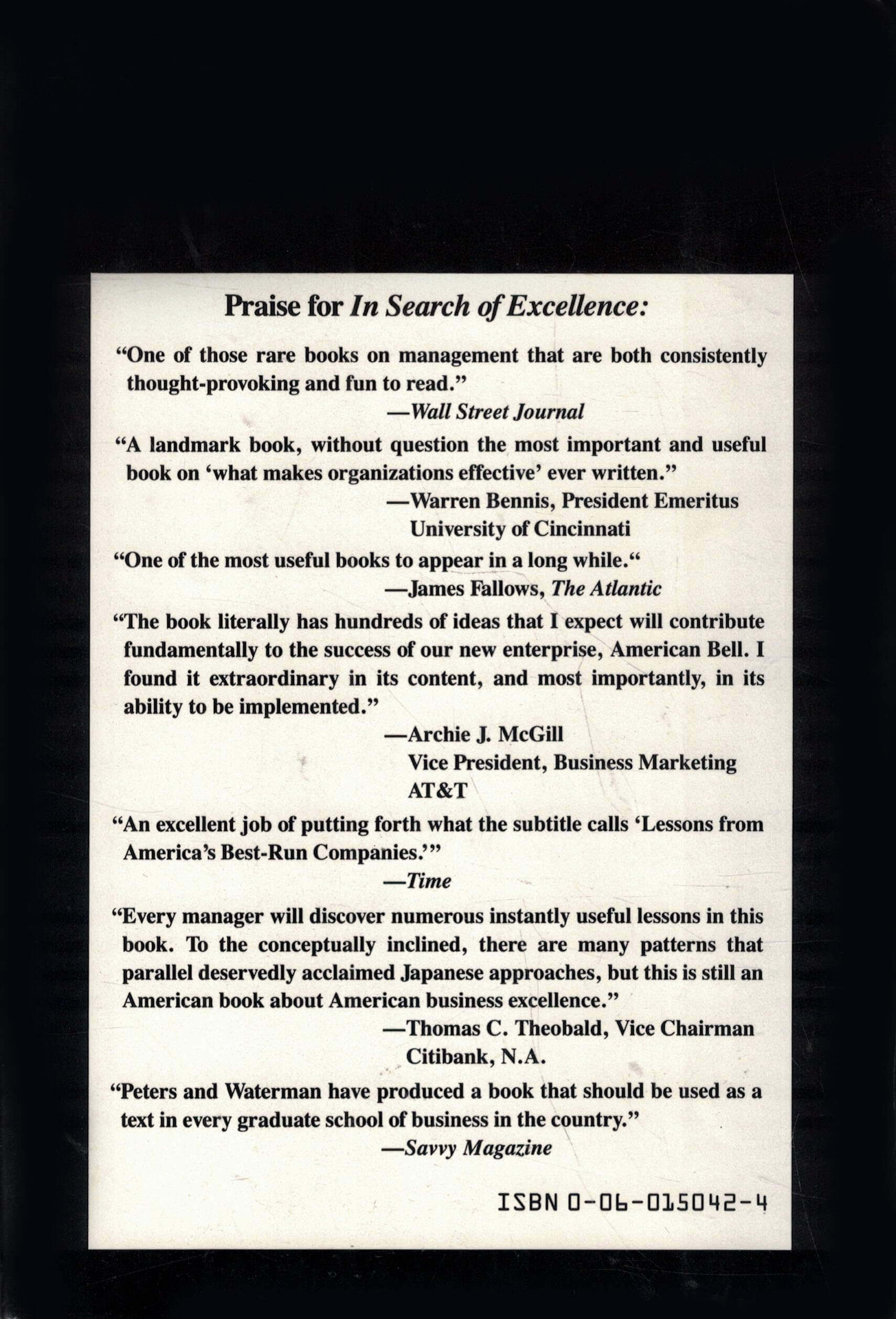In Search of Excellence: Lessons from America's Best-Run Companies used book depot