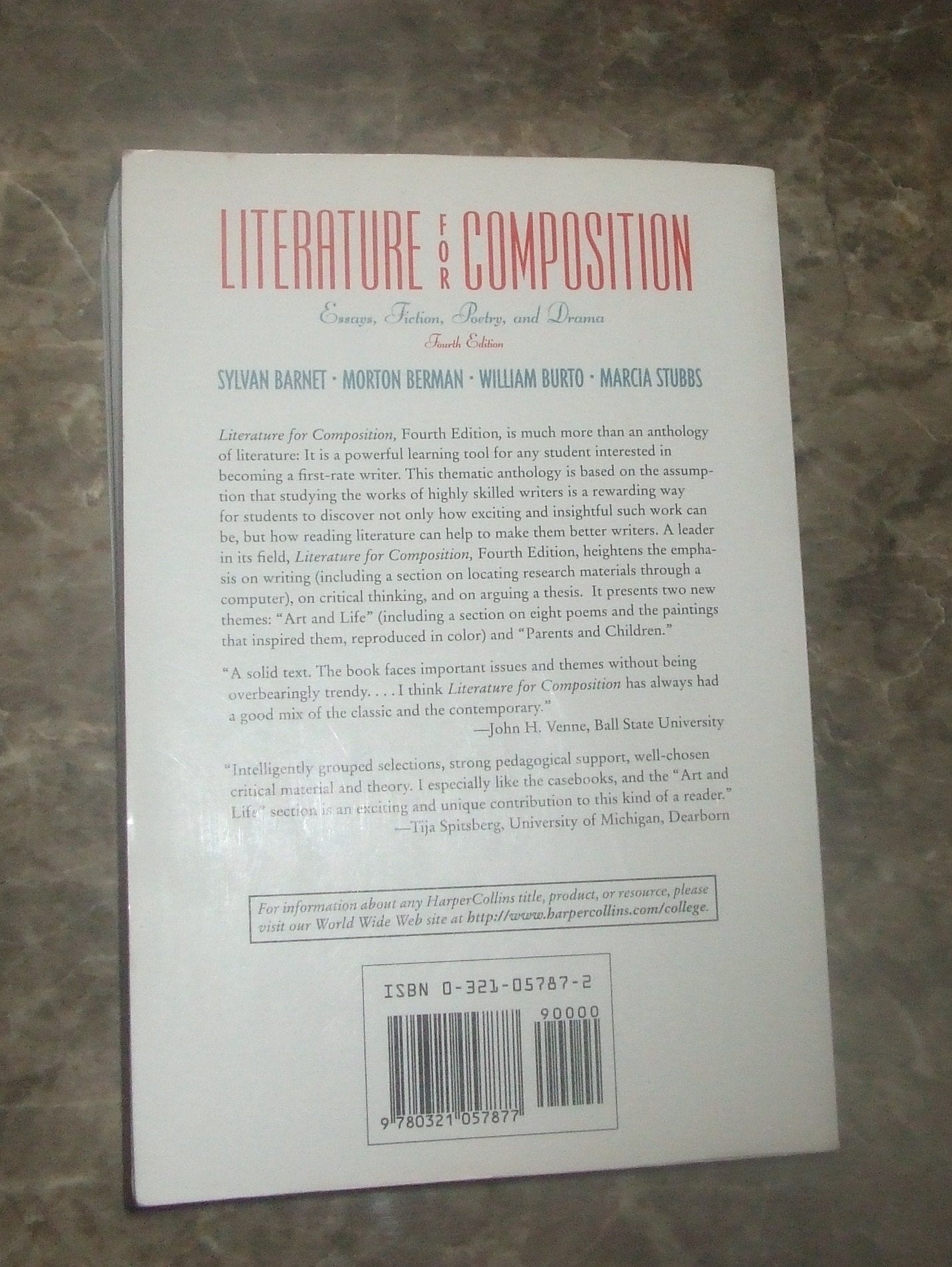 Literature for Composition: Essays, Fiction, Poetry, and Drama (Includes 1998 MLA Guidelines) used book depot