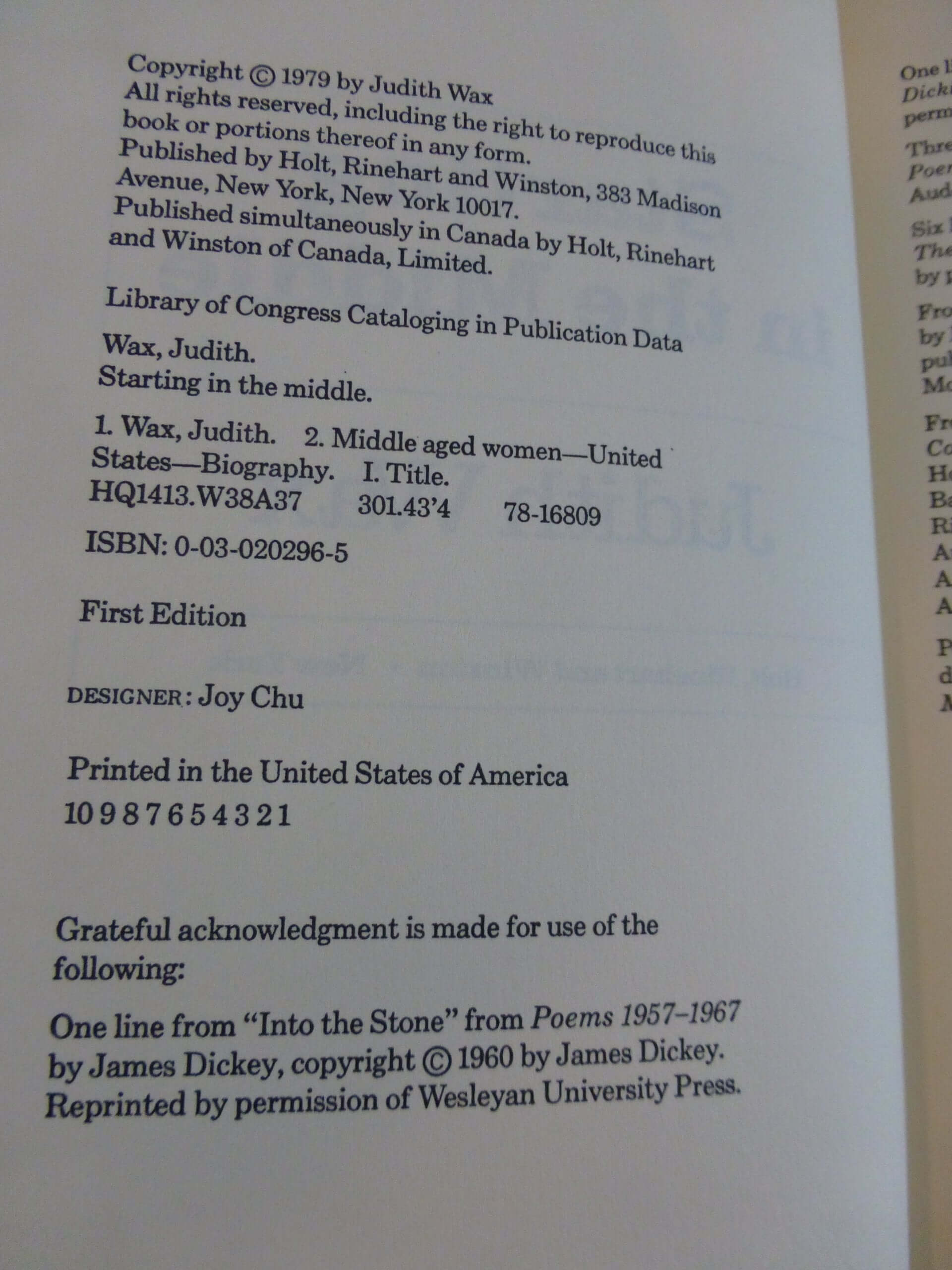Starting In The Middle used book depot