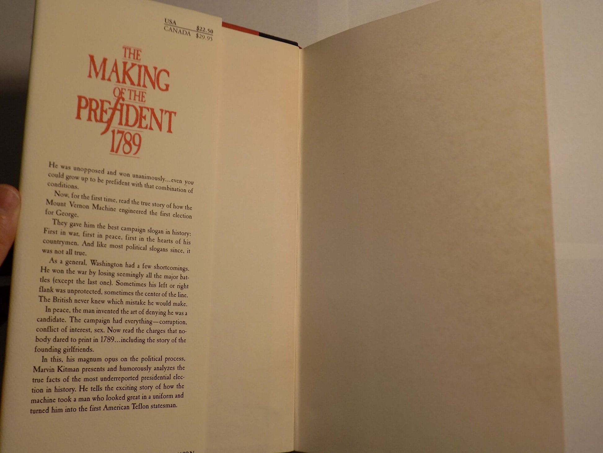 The Making of the President, 1789: The Unauthorized Campaign Biography used book depot