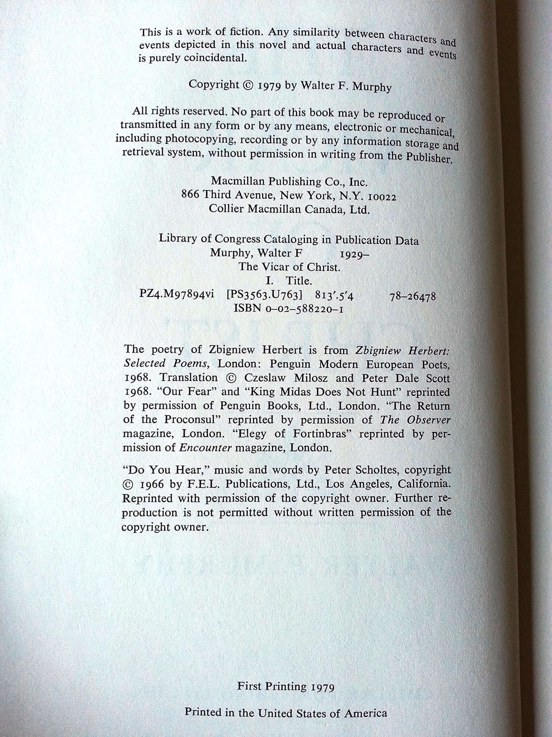 The Vicar of Christ used book depot